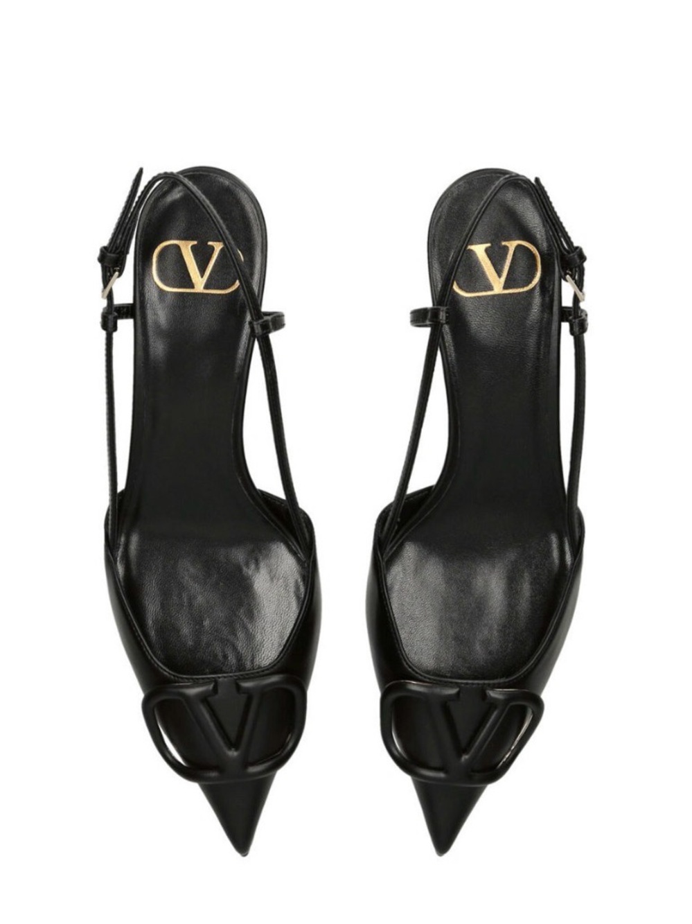 Valentino Garavani VLogo Black Leather Kitten Slingback - Picture 2 of 11